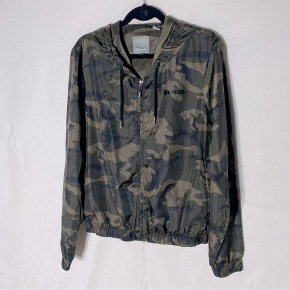 Bench Camo Full Zip Rip Stop Windbreaker With Hood L